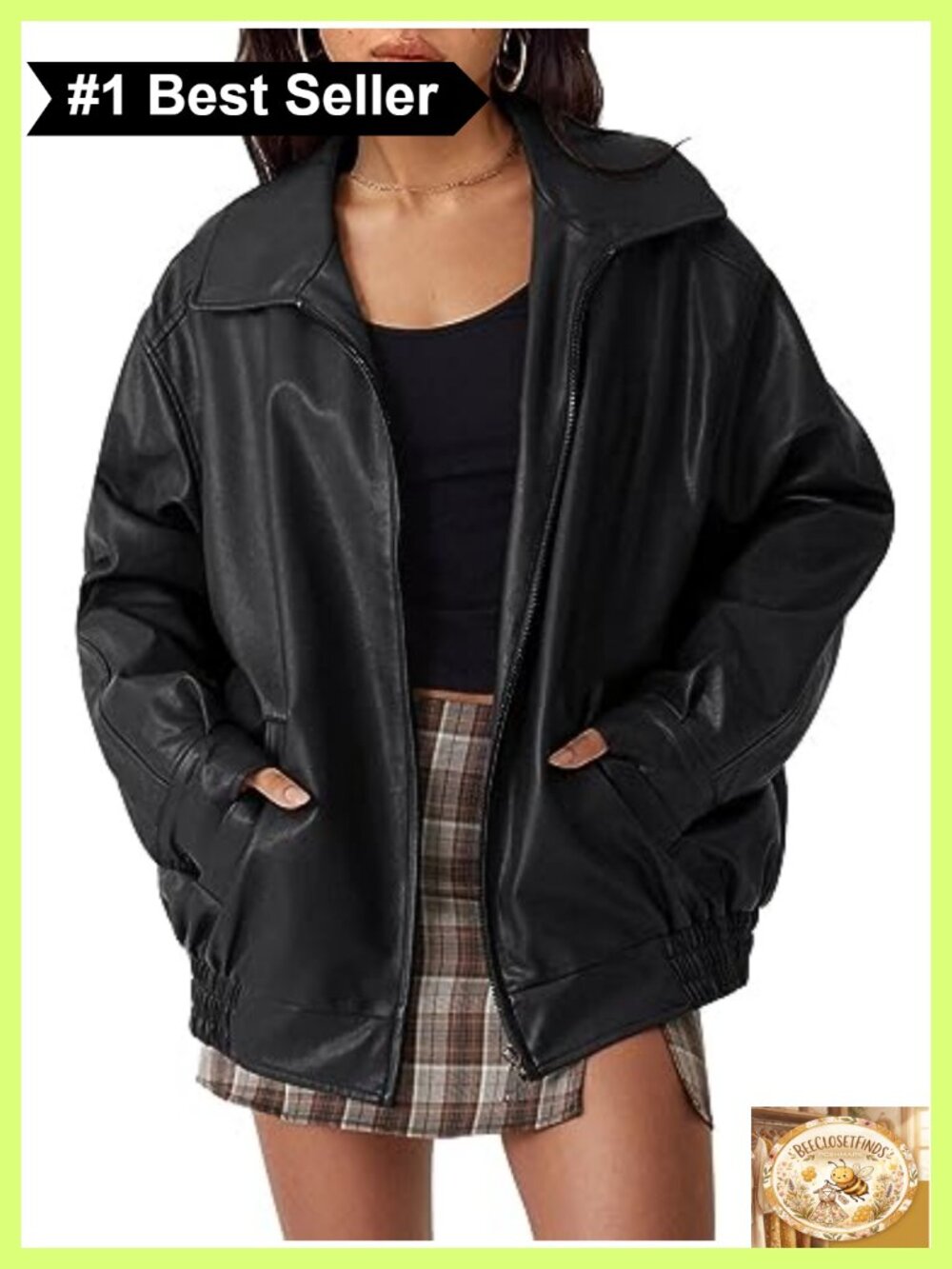 Oversized Faux Leather Moto Jacket Slouchy Boyfriend Fit Fall